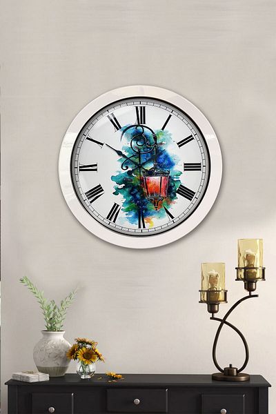 Kasva Concept Gift 36 cm White Metal Mosaic Wall Clock
