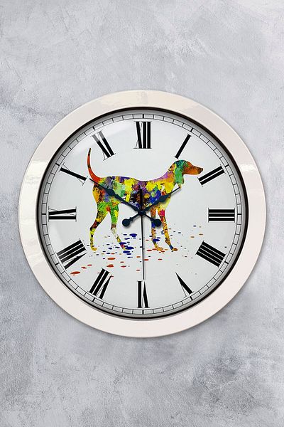 Kasva Concept Gift 36 cm White Metal Dog Figure Wall Clock