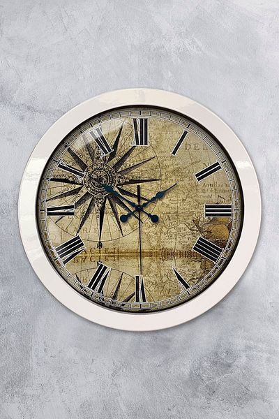 Kasva Concept Gift 36 cm White Metal Maps Wall Clock