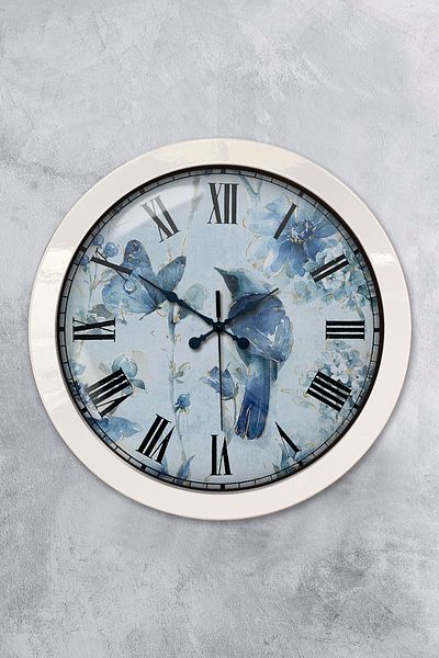 Kasva Concept Gift 36 cm White Metal Bird Wall Clock