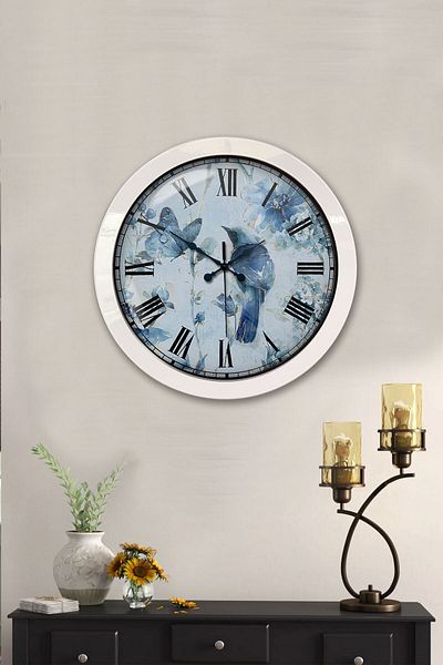 Kasva Concept Gift 36 cm White Metal Bird Wall Clock