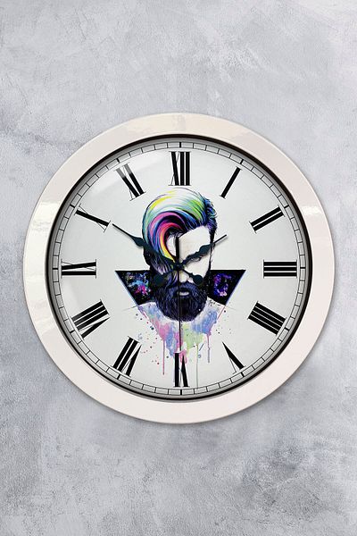 Kasva Concept Gift 36 cm White Metal Hairdresser Wall Clock