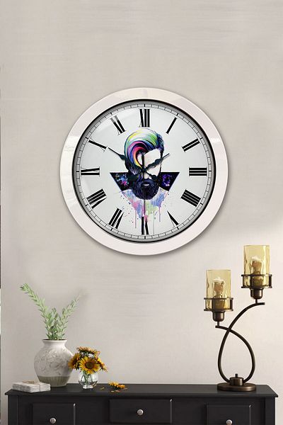 Kasva Concept Gift 36 cm White Metal Hairdresser Wall Clock
