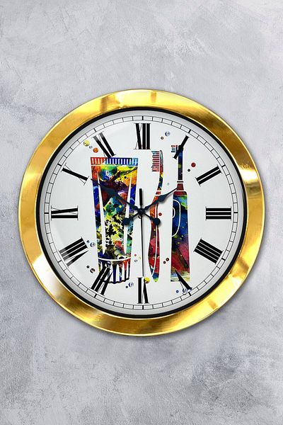 Kasva Concept Gift 36 cm Gold Metal Toothbrush Wall Clock