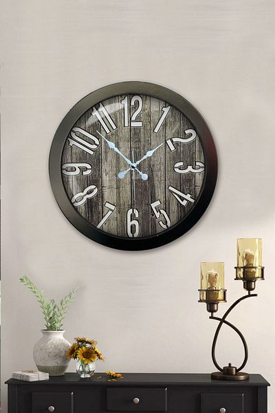 Kasva Concept Gift 36 cm Black Metal Antique Wall Clock