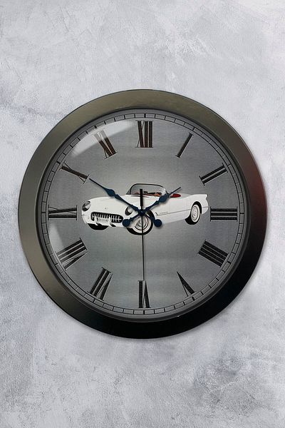 Kasva Concept Gift 36 Cm Black Metal Car Wall Clock