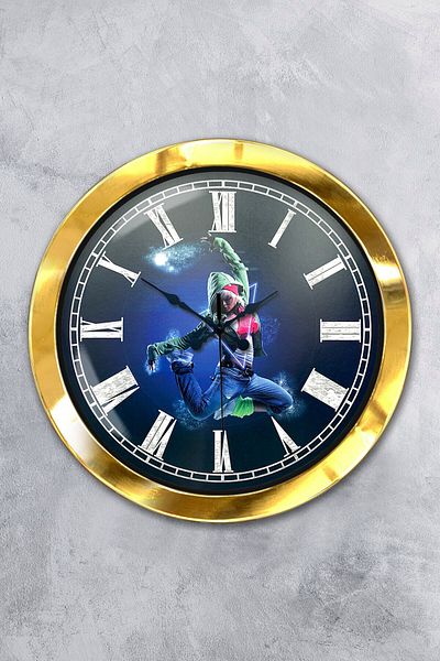 Kasva Concept Gift 36 cm Gold Metal Dance Wall Clock