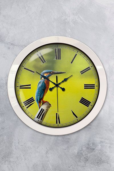 Kasva Concept Gift 36 cm White Metal Bird Wall Clock