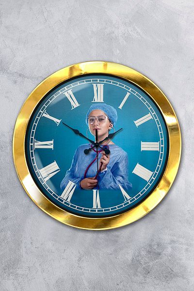 Kasva Concept Gift 36 cm Gold Metal Nurse Wall Clock