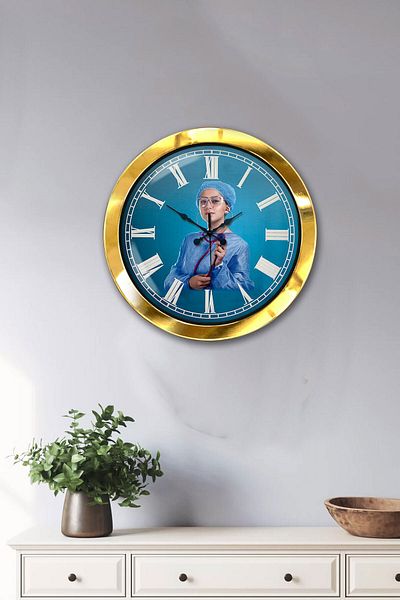 Kasva Concept Gift 36 cm Gold Metal Nurse Wall Clock