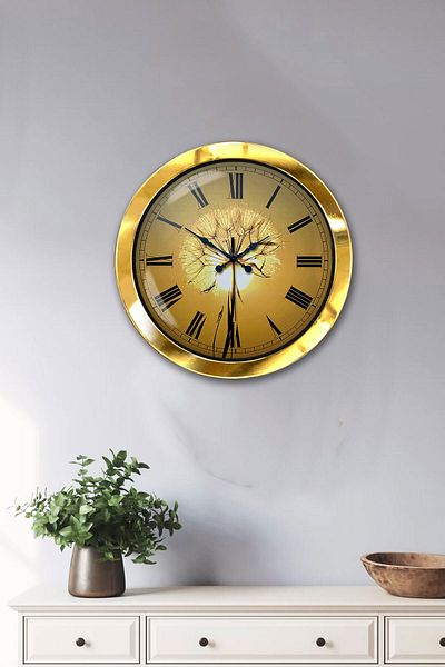 Kasva Concept Gift 36 cm Gold Metal Sun Wall Clock