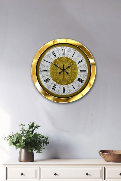Kasva Concept Gift 36 cm Gold Metal Yellow Wall Clock