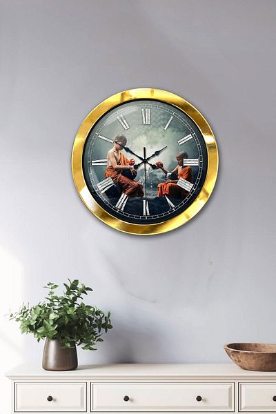 Kasva Concept Gift 36 cm Gold Metal Far East Wall Clock
