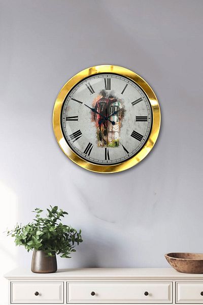 Kasva Concept Gift 36 cm Gold Metal Ronaldo Messi Wall Clock