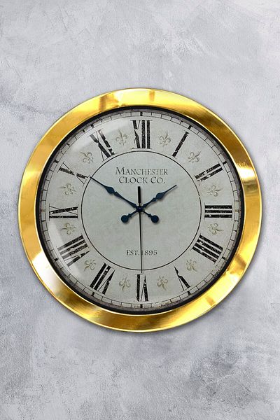 Kasva Concept Gift 36 Cm Gold Metal Antique Wall Clock
