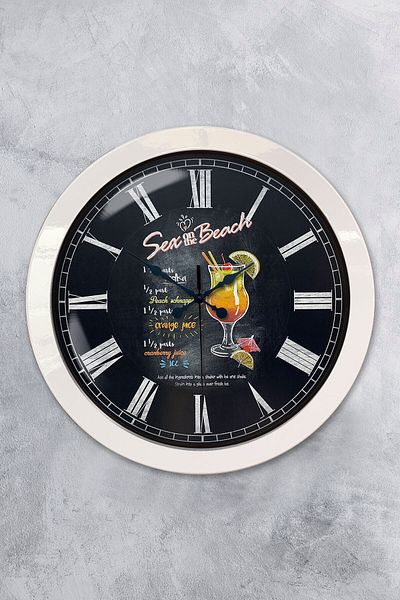 Kasva Concept Gift 36 cm White Metal Beverage Wall Clock