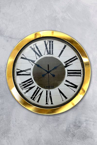 Kasva Concept Δώρο 36 εκ. Χρυσό Μεταλλικό Ρολόι Τοίχου Royal
