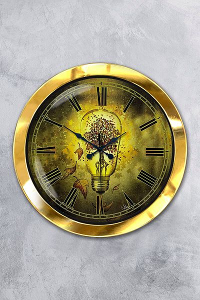 Kasva Concept Gift 36 cm Gold Metal Bulb Wall Clock