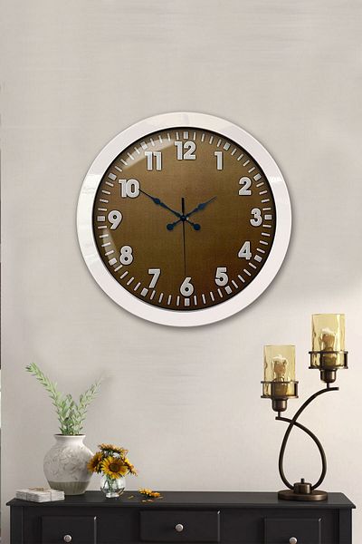Kasva Concept Gift 36 cm White Metal Brown Wall Clock