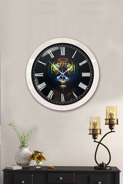 Kasva Concept Gift 36 cm White Metal Animals Wall Clock