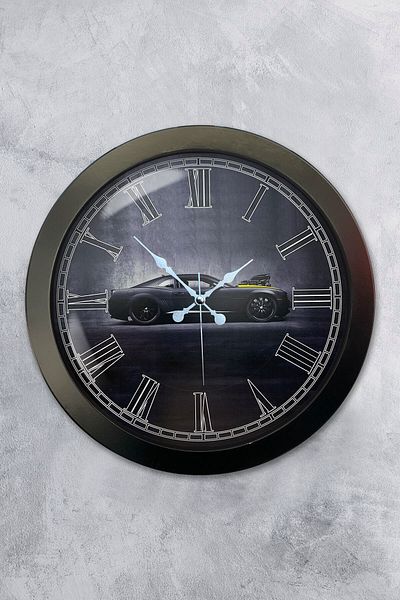 Kasva Concept Gift 36 Cm Black Metal Car Wall Clock