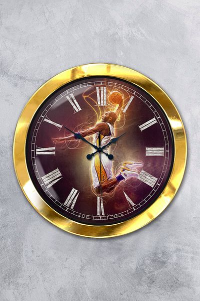 Kasva Concept Gift 36 cm Gold Metal Basketball Wall Clock