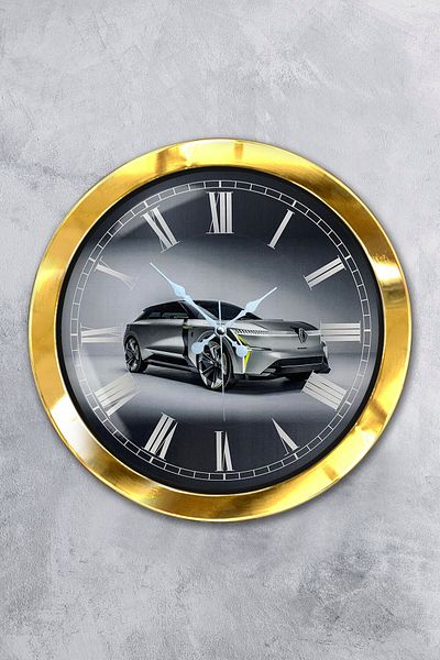 Kasva Concept Gift 36 cm Gold Metal Car Wall Clock