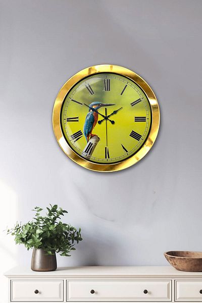 Kasva Concept Gift 36 cm Gold Metal Bird Wall Clock