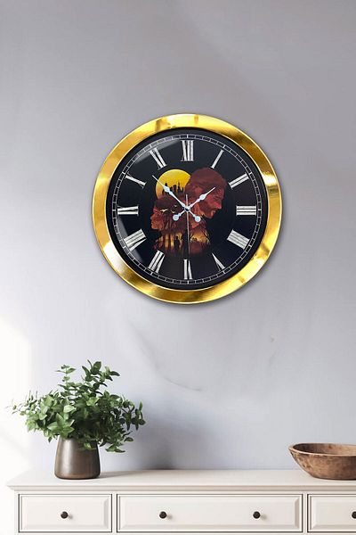 Kasva Concept Gift 36 cm Gold Metal Separate World Wall Clock