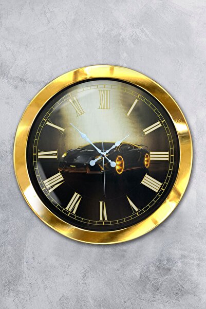 Platin Saat Δώρο 36 εκ. Χρυσό Μεταλλικό Ρολόι Τοίχου Αυτοκινήτου