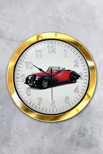 Platin Saat Ρολόι τοίχου γκαλερί αυτοκινήτου 36 εκ. Χρυσό Μεταλλικό