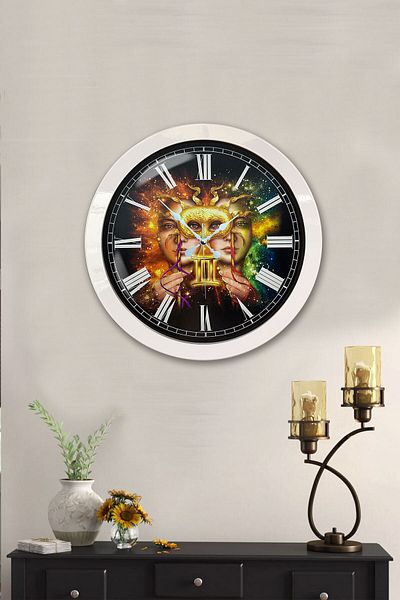 Kasva Concept Gift 36 cm Black Metal Gemini Wall Clock