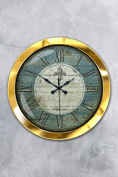 Kasva Concept Δώρο 36 εκ. Χρυσό Μεταλλικό Αντίκα Ρολόι τοίχου