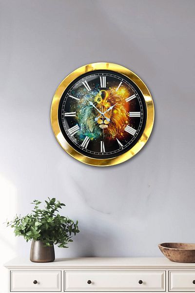 Kasva Concept Δώρο 36 εκ. Χρυσό Μεταλλικό Ρολόι Τοίχου Τέρεζο