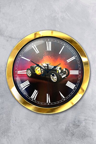 Platin Saat هدية ساعة حائط سيارة معدنية ذهبية مقاس 36 سم