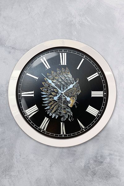 Kasva Concept Gift 36 cm White Metal Native American Wall Clock