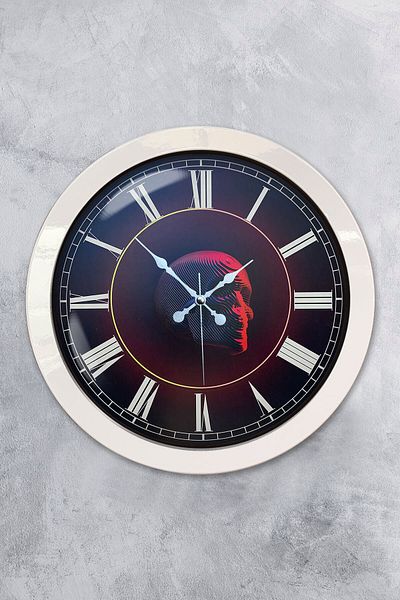 Kasva Concept Gift 36 cm White Metal Skull Wall Clock