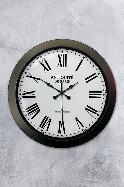 Kasva Concept Gift 36 cm Black Metal Antique Wall Clock