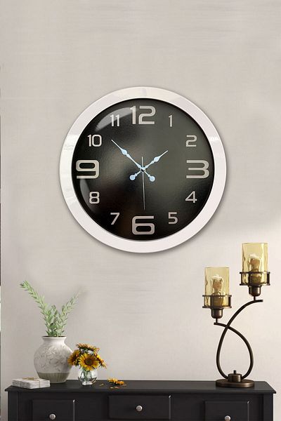 Kasva Concept Gift 36 cm White Metal Black Classic Wall Clock