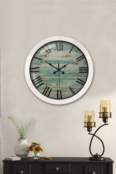 Kasva Concept 36 cm White Metal Antique Roman Wall Clock