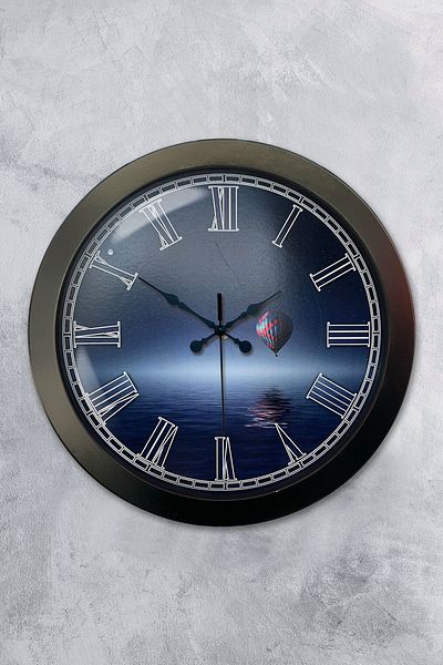 Kasva Concept Gift 36 cm Black Metal Cappadocia Wall Clock