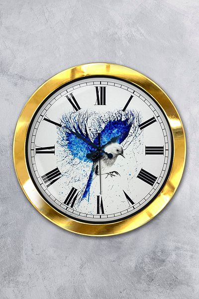 Kasva Concept Gift 36 cm Gold Metal Bird Wall Clock