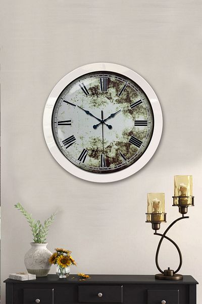Kasva Concept 36 cm White Metal Antique Roman Wall Clock