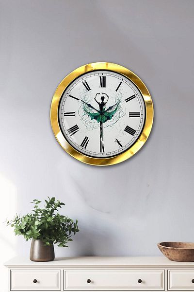 Kasva Concept Gift 36 cm Gold Metal Dance Wall Clock