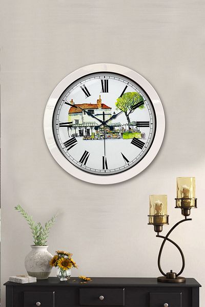 Kasva Concept Gift 36 cm White Metal Vintage Home Wall Clock