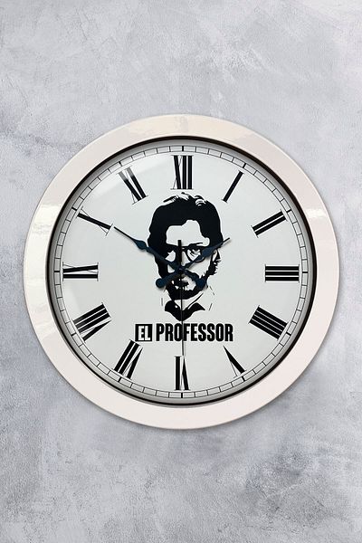 Kasva Concept 36 Cm White Metal Hand Professor Wall Clock