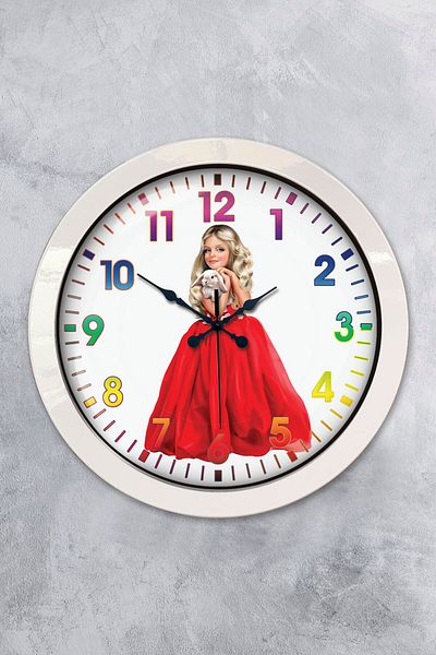Kasva Concept Cadou 36 Cm Ceas de Perete Fată Tineră Metal Alb