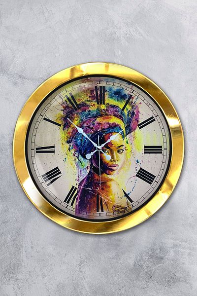 Kasva Concept Gift 36 cm Gold Metal African Wall Clock