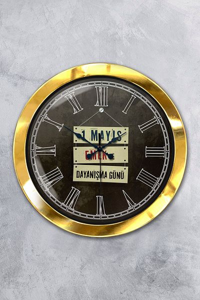 Kasva Concept 36 cm Gold Metal May 1St Workers Wall Clock
