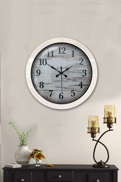 Kasva Concept Gift 36 cm White Metal Antique Wall Clock
